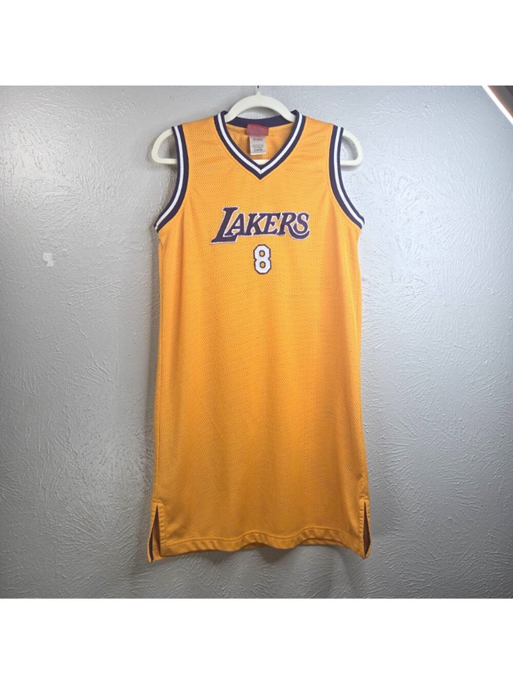 Los Angeles Lakers Kobe Bryant Vintage Reebok Jersey Dress #8 Gold Y2K Retro L - Picture 2 of 11